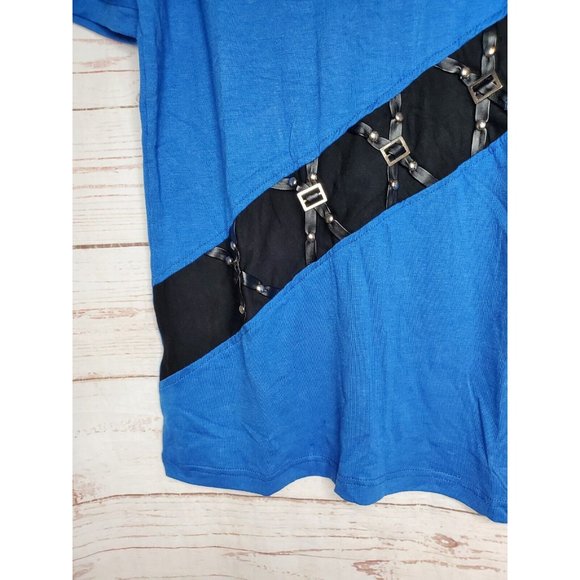 Vento Vassari XL Blue All Over Zipper Design Short Sleeve Designer Shirt - Picture 4 of 9